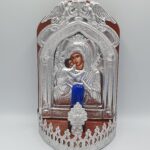 Καντήλι Ηλεκτρικό με Παναγία επάργυρη και Αγγέλους