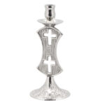 Κηροπήγιο Επινικελωμένο Μονό με διπλό Σταυρό