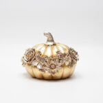 Διακοσμητική Κολοκύθα Χρυσή  με Λουλούδια