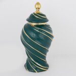 Βάζο Κεραμικό Πράσινο-Χρυσό Μεγάλο