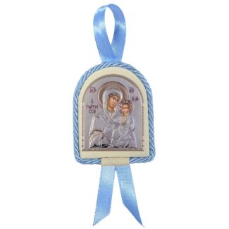 Εικόνα Κούνιας Οβάλ Παναγία Γιάτρισσα Μπλε