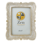 Κορνίζα Polyresin Χρυσή-Λευκή με Λουλουδάκια