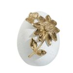 Αβγό Πολυεστερικό Λευκό με Χρυσό Λουλούδι