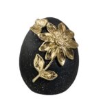 Αβγό Πολυεστερικό Μαύρο με Χρυσό Λουλούδι
