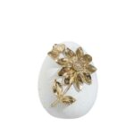 Αβγό Πολυεστερικό Λευκό με Χρυσό Λουλούδι (Μεσαίο)