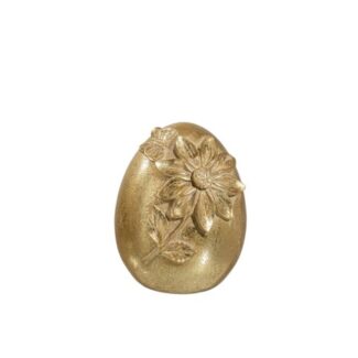 Αβγό Πολυεστερικό Χρυσό Αντικέ με Χρυσό Λουλούδι (Μικρό)