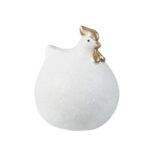 Κεραμική Κότα Λευκό με Χρυσό