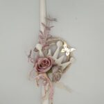 Χειροποίητη Αρωματική Λαμπάδα με Κερωμένη Κορώνα και Τριαντάφυλλα